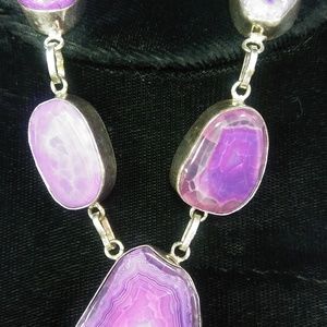 Handmade Pink Purple Neon Agate Necklace
